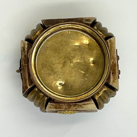 Vintage Camel Bone & Brass Trinket Box Handmade Carved 2X2 Jewelry Box - Picture 7 of 8
